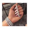 Wedding Bracelets Hip Hop Vintage Jewelry 18K White Gold Fill Platinum Plated High Quality 8Mm Round Topaz Cz Diamond Gemstones Tenn Dhh1U