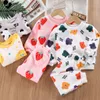 Pajamas Autumn Winter Kids Thick Warm Flannel Pajama Sets Baby Boys Girls Cartoon Long Sleeve O neck Clothing Sleepwear Pyjamas 230106