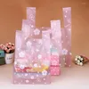 Enrole de presente 100pcs/lote de supermercado sacolas plásticas rosa Cherry Blossom Vest Cosmetic Food Packaging Bag Candy