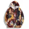 Vestes pour hommes Veste à capuche Veste d'hiver Mode Tie Dye Manches longues Bouton Poche Haute Qualité 2023