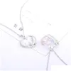 Medaglioni Cute Cat Heart Real S925 Sterling Sier Womens Wedding Collana con ciondolo Impostazioni Montaggio Semi Mount Perle fai da te Gioielli per W Dh6Gq