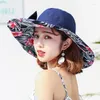 Wide Brim Hats Reversible Summer Hat For Women Super Large Beach Cap Sun Female England Style Girls Bow Fedora D88