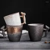 Canecas 86ml Vintage Caso de cerâmica grossa delicada e compacta xícaras de chá expresso Copo de pires de pires artesanais feitos à mão