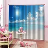 Curtain Customized Size Luxury Blackout 3D Window Curtains Blue Sky Beach S