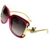 النظارات الشمسية إطار مصمم العلامة التجارية الفاخرة السيدات سبيكة بيضاوية الإطار الذهب الزخرفة عتيقة الشمس بنات الفتيات 4 ألوان 230105