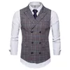 Herrenwesten Business Casual Weste Plaid Hochwertige Jacke Ärmelloser Stil Slim Fit Kleid für Männer