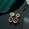 Boucles d'oreilles pendantes originales en argent rubis, ensemble de diamants ovales pour femmes, Vintage classique brillant, bijoux de luxe de fiançailles et de mariage