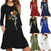 Kvinnors hoodies tröjor Spring Pocket Dresses Halloween Slim Autumn Trip Plus Size Causal Löst tryckt långärmad miniklänning