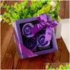 Party Favor Mothers Day Soap Flower Creative High Grade Box Packed Artificial Roses Romantic Valentines Gift Birthday Wedding Flower Dhak4