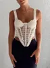 Débardeurs pour femmes Camis Taruxy Fishbone Taille Crochet Tricoté Crop Top Gilet Tee Été Sexy Sans Manches Creux Out Y2K Corset Top 230105