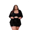 Spårar 2023 Autumn Plus Size Women Three Two Piece Set Outfits Sequin Jacket and Pants Sexig Fashion Luxury Clothes Tracksude grossist