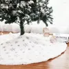 Christmas Decorations 1PC Snowflake Tree Skirt Plush Faux Fur Carpet Xmas Floor Ornament Mat Merry Year Wedding Party Decor SW