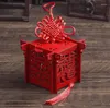 Present Wrap Lantern Candy Box Party Favor Chinese Red Wood Laser Cut Wedding Boxes Gifts