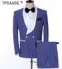 Мужские костюмы 2023 Стиль бренда, мужской, цветочный рисунок, Slim Fit, Groom Tuxedo 3 Piece Custome Prom Blazer Terno Masculino Homm