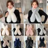 Scarves Winter Warm Rex Fur Scarf For Women Plush Wraps Faux Shawl Soft Fluffly Collar Rings Female Neckerchief