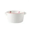 Skålar jordgubbe söt keramisk skål med två handtag enkla hem tabell med hög kapacitet soppa soppa
