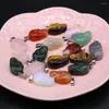 Pendant Necklaces 5pcs/lot Natural Stone Skull Mix Color Agates Charms For DIY Jewerly Necklace Making 26x32mm