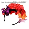 Dekorative Blumen Damen Mexikanische künstliche Rose Blumenkrone Stirnband Tag der Toten Halloween Kopfbedeckung Buntes gefälschtes Staubblatt Partyhaar