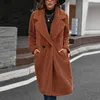 Women's Wool & Blends Women Faux Fur Long Coats 2023 Autumn Winter Soft Warm Plush Thicken Teddy Jackets Ladies Stylish Elegant Loose Outerw