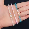 Strand Vintage Imitation Pearls Bead Armband Women Simple Width 4mm Crystal for Jewelry Gift