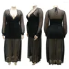 Plus size jurken vrouwen feest elegant mesh zie door dame mode prom avondjurk 2023 herfst tweedelige outfits