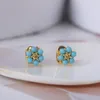 Stud -oorbellen Europees en Amerikaans tij merk sieraden groothandel eenvoudige kleine verse blauwe bloem vrouwen