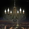 Chandeliers For Foyer Dinning Room Modern Vintage 6 Arms Classical Iron Mablack Candle Light Big Chandelier