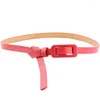 Belts Solid Color Ladies PU Small Belt Stylish Square Buckle No Needle Perforation Decorative Thin For Women