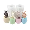 Påskfest handgjorda 3D -kanin tvålljus mögel påsk äggskal kanin aromformar