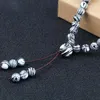 Strand charm 6mm grå malachite sten flerskikt hänge armband tibetanska 108 pärlor elastisk rep knut halsband kvinnor yoga armband juvelr