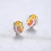 Boucles d'oreilles Color Sparkling Rhinetone Heart S925 Love Korean Ins Style Sweet Girl Birthday Gift