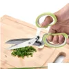 Kitchen Scissors Stainless Steel 5 Layers Shallot Food Herb Shredded Cut Tools Mtilayer Shears Office Paper Shredder Dh1465 Drop Del Dhaof