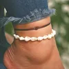 Anklets Kobiety konch skorupa biżuteria letnia plaża boso bransoletka kostka na nogach skórzana kolana bohemian bohemian akcesoria