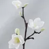 Fleurs décoratives fleur artificielle impression 3D 3 tête petit Magnolia soie tissu fausse décoration de la maison décor de mariage