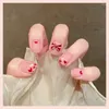 False Nails 24pcs/set Nail Patch Wearable Stickers Ballet Armor Pink Ice Transparent Stitching Fake