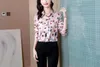 Kvinnors blusar avancerade vackra hela säsongen Mulberry Silk Stands Print Lapel Women Elegant Temperament Slim Ol Workwear Top Shirt Blus