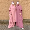 エスニック服eidフード付きイスラム教徒の女性ヒジャーブドレス祈りの祈りの衣服ジルバブアバヤロングキマーフルカバーガウンアバヤセットイスラム服