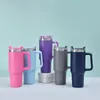 40oz Mugs Tumbler With Handle Lids Straw Stainless Steel Coffee Termos Big Capacity Beer Wine Water Bottle Outdoor Camping Cup Vacuum Insulated Drinking New sea B5