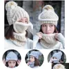 Party Hats Wholesale Women Winter Warmer Threepiece Set Hat Mask And Scarf Knitted Plus Veet Warm Dh0506 T03 Drop Delivery Home Gard Dh6Dl