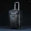Suitcases Genuine Leather Crocodile Pattern Travel Luggage With Handbag Backpack Men's First Layer Cowhide Trolley Suitcase Boarding