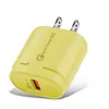 Macarons Color Wall Charger Quick Charge QC3.0 18W USB Port Travel Power Adapter US EU Plug Home Dock Fast Charging For Huawei Samsung Galaxy Note LG Tablet