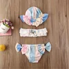 S 0 24 miesiące urodzone dziewczęta kostium kąpielowe 3PCS Set Summer Baby Girl Bikini Red Blue Floral Print Swimpit Suit 230106