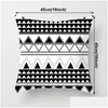 Funda de almohada Funda de almohada de impresión en blanco y negro Venta al por mayor Sofá para el hogar Silla de oficina Er Geometría cómoda Cojín impreso Drop Deliv Dhk5Z