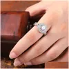 Wedding Rings Vintage Fashion Jewelry 925 Sterling Sier Rose Gold Fill Round Cut White Topaz Cz Diamond Gemstones Women Engagemeny B Dhigh