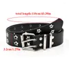 Belts Star Eye Rivet Belt Goth Style Double Pin Buckle Man/woman Fashion Casual Funk Pu Leather Waistband Jeans Y2k Accessories