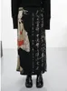 Rokken Tie Dye Black Print Dames A-lijn Split Lange Rok Harajuku Japanse Streetwear Gothic Faldas Largas Mujer 2023 Fairycore 230105