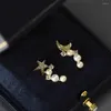 Boucles d'Oreilles MoonStar Design Avec Minin Perle Naturelle Mode Femme Bijoux Cadeaux