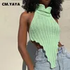 Women's Tanks Camis CM YAYA Street IN Turtleneck Backless Irregular V hem Sleeveless Oversized Pullover Crop Tank Sweater Tops 230105