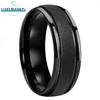 Wedding Rings Black Ring Tungsten Carbide Bands getrapte afgeschuinde randen koepelle 8 mm