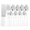 Juegos de vajilla Vajilla de acero inoxidable negro Tenedor Cuchara Cuchillo Juego de cena Cubiertos de oro de cocina Cubiertos de plata brillantes 4set 16Pcs